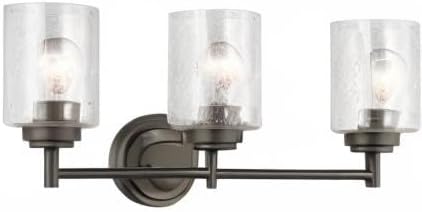 Kichler Winslow 21.5" Vanity Light in Olde Bronze®, 3-Light Transitional Bathroom Light with Clear Seeded Glass. (21.5" W x 9.25" H), 45886OZ