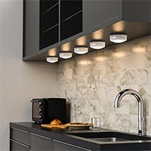 Battery Operated Puck Litghts with Remote Warm Natual Cool White Three Color Wireless Under Cabinet Lighting Push Lights Stick On Tap Lights with Dimmer & Timmer for Bedroom, Closet