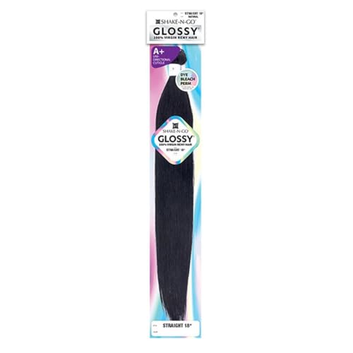 Shake N Go Virgin Remy Hair Weave Glossy Straight 20" (Color : Natural)