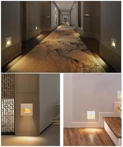 5Pcs 3W LED Motion Sensor Stair Lights, 3000K Warm White, Wall-Mounted Step Lamps, Silver Finish