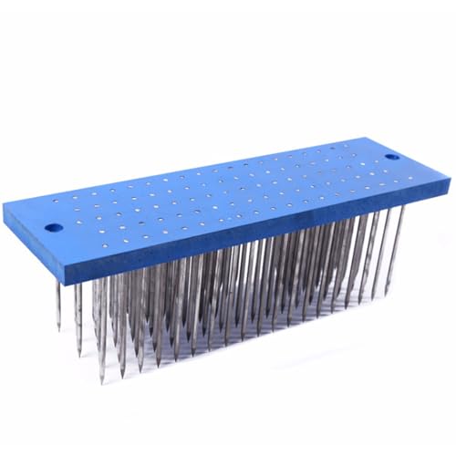 Hair Hackle with 93 Pcs Needles for Combing Bulk Hair Human, Making Lace Wig Tools Weft Tools, Blue
