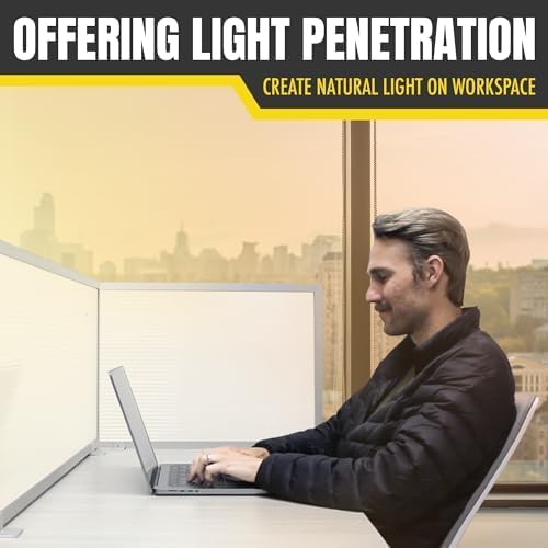 OBEX Polycarbonate Office Desk Mounted Privacy Screen Adjustable Table Top Panel Divider, Universal Aluminum Bracket-USA Made, 18" x 66", White