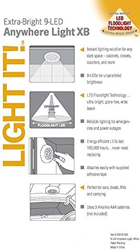 LIGHT IT! by Fulcrum 30014-308 9 LED Wireless Anywhere Stick On Tap Light, 6 Pack, White