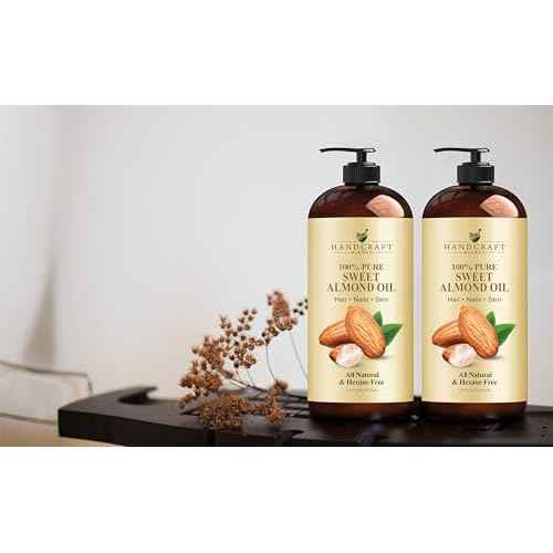 Handcraft Blends Sweet Almond Oil - 16 Fl Oz - 100% Pure and Natural - Premium Grade Carrier Oil for Skin and Hair - Hair and Body - Massage - Hexane-Free