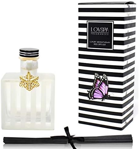 LOVSPA Reed Diffuser Set, Peppermint Bark Scented Oil Diffuser with Sticks, Home Fragrance Accessories for Bathroom Shelf Decor, Aroma Diffusers for Home or Office Desk, USA Made