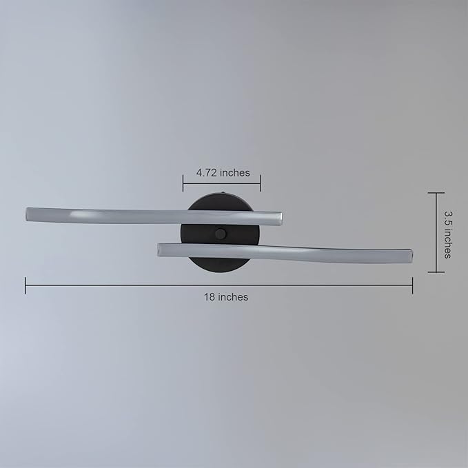 EDISLIVE Modern Dimmable LED Ceiling Light Curved 2 Light 22.5 in Minimalist Flush Mount Ceiling Light Fixture Lamp for Bedroom Foyer Kitchen 6000K Black