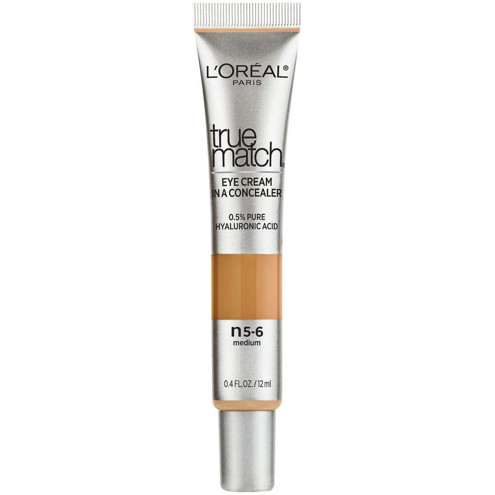LâOréal Paris True Match Eye Cream in a Concealer, 0.5% hyaluronic acid, Medium N5-6, 0.4 fl. oz.