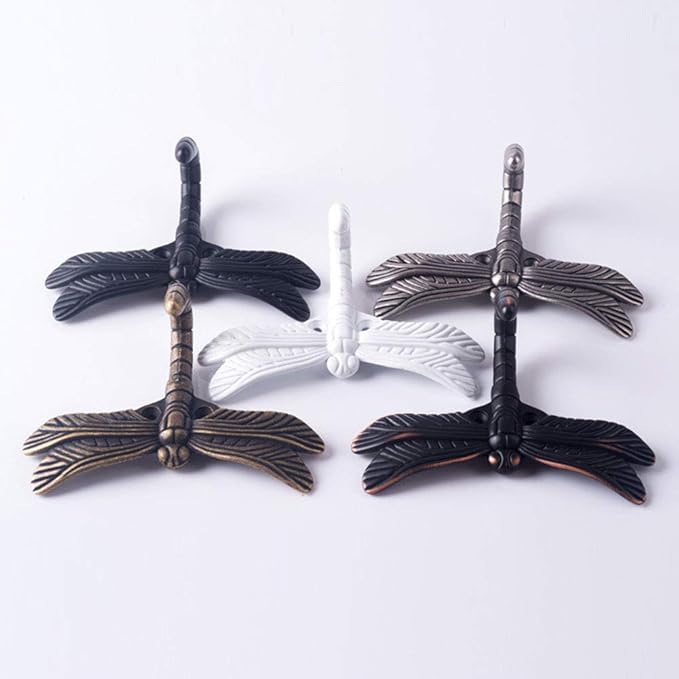 2pcs Dragonfly Coat Hooks Decorative Creativity Wall Mounted Hanger Hook for Home Handbag Key Towel Bathrobe (White)