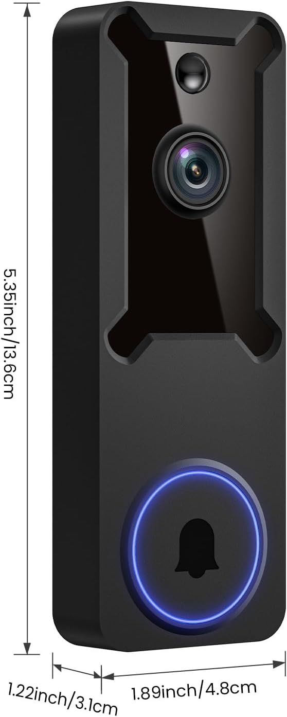 1080p Wireless Wi-Fi Video Doorbell Dome Cameras with AI Human Motion Detection, Battery Powered, 2.4G WiFi, Night Vision, 2 Way Talk, Cloud Storage (Sold Separately)
