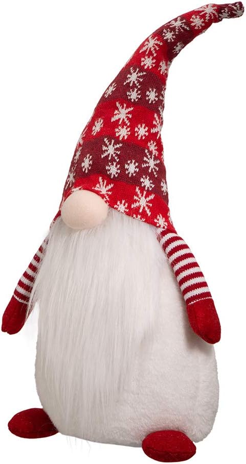 Glitzhome 25.59" H Gnome Plush Christmas Decoration, Fabric Xmas Standing Gnome Ornaments with Knitted Hat for Tabletop Party Mantel Holiday Christmas Decor Gifts