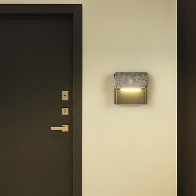Lancoon 1 Pack Motion Sensor Wall Sconce with Magnetic Human Body Induction Linkable Soft Lights Rechargeable Long Lasting for Hallway Staircase Bedroom Corridor
