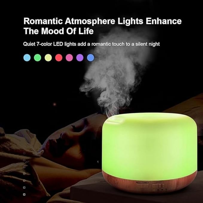 Air Humidifier & Aroma Diffuser with LED Lights Home Fragrance Room Decor Essential Oil Diffuser Humidifiers for Bedroom Car Air Freshener (White/Light Wood)