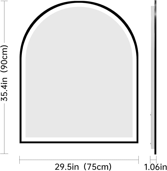Arched LED Mirror for Bathroom 30"x36", Black LED Bathroom Mirror with Lights-Fogless, Dimmable, 3 Color Changing, Shatterproof, Touch Sensor