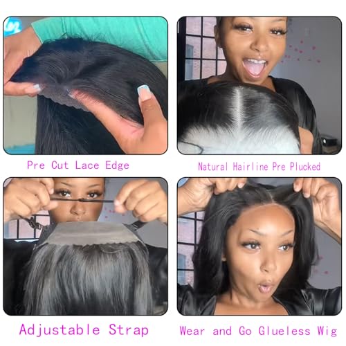 5x5 Hd Lace Closure Wigs Human Hair 26 Inch Glueless Wigs Human Hair Pre Plucked Pre Cut Density 200 Wigs Human Hair Glueless Wear and Go