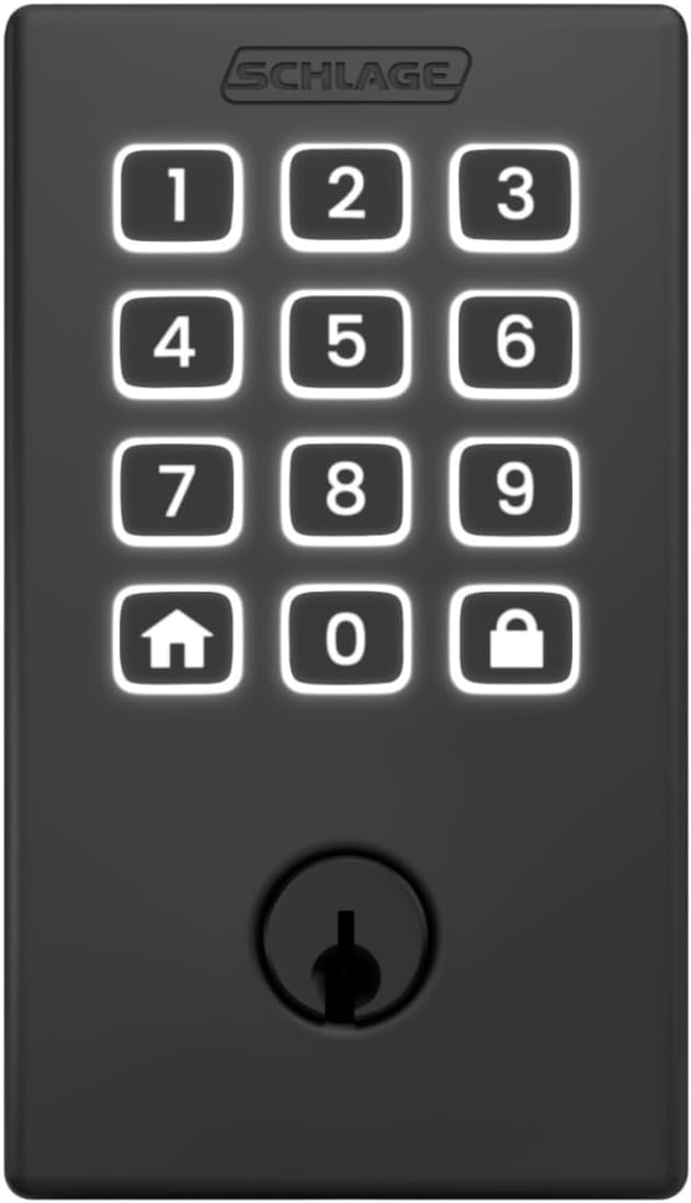 Schlage Arrive WiFi Deadbolt Smart Lock, Keyless Entry Door Lock with Century Trim, Matte Black, Compatible with Alexa and Google, BE459WB CEN 622