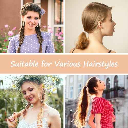 Boho Hair Ties, 20 PCS of 4 Styles Cute Bands for Thick or Thin Hair, No Damage Elastic Bracelets, Brown Hair Accessories for Girls and Women