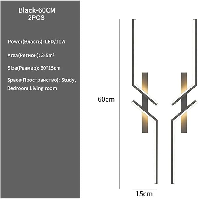 2pcs Minimalist Strip LED Living Room Decoration Wall Light Modern Background Bedroom Bedside Wall Light, for Living Room
