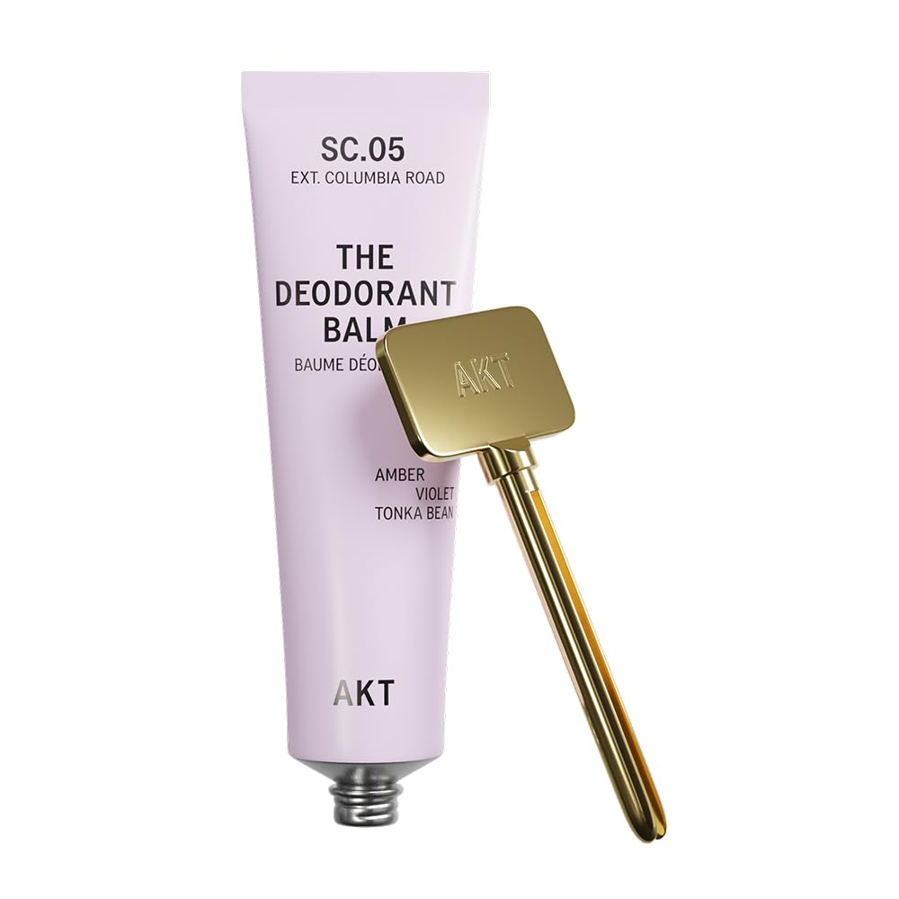 AKT, THE DEODORANT BALM. Award winning, multi-use, natural deodorant. Plastic Free. Gender Free. Aluminium Free. 100% effective â 1 tube lasts up to 3 months. SC.05 COLUMBIA ROAD 50ml/1.76 FL.OZ
