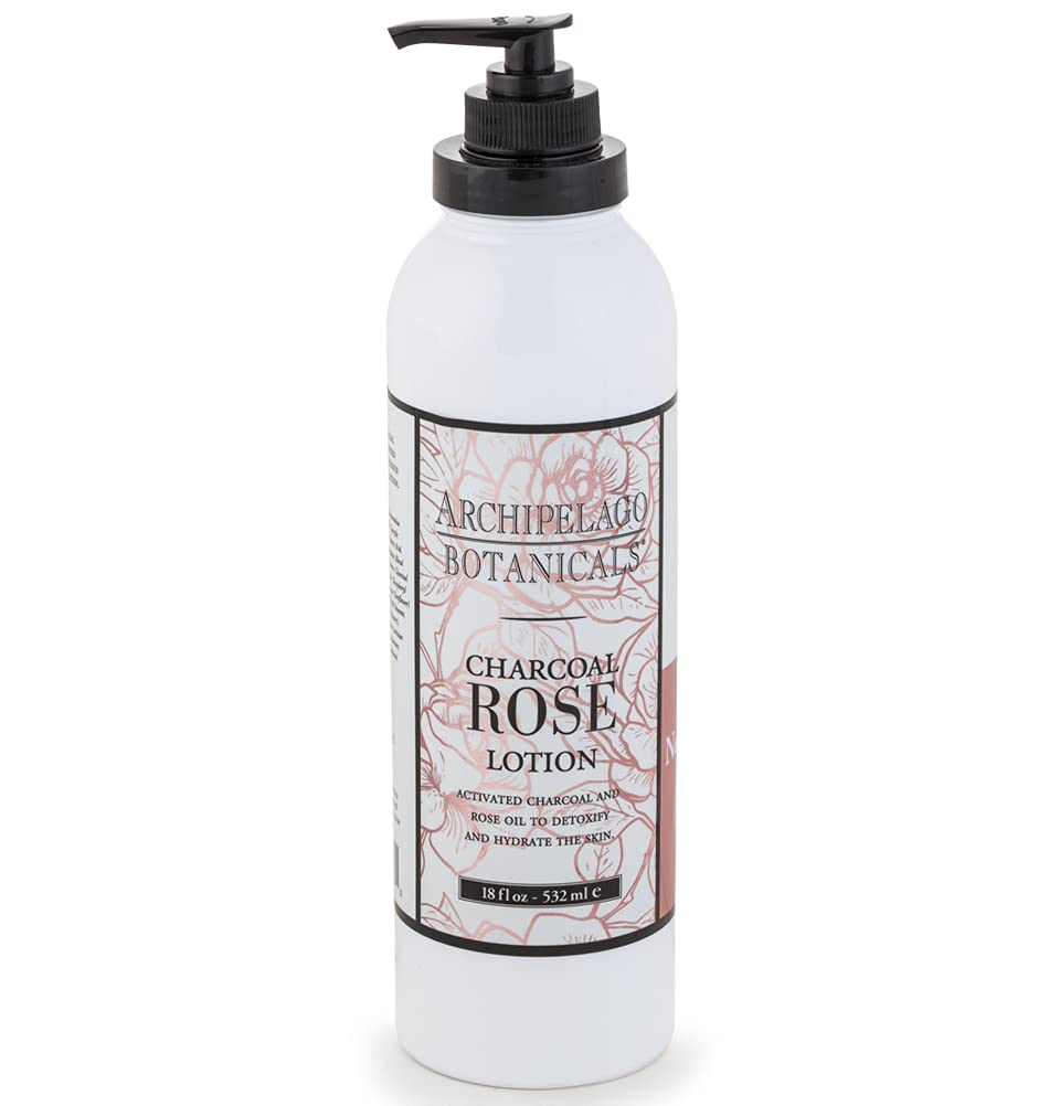 Archipelago Botanicals Charcoal Rose Lotion, Hydrating Charcoal & Rose Body Lotion for Soft & Smooth Skin, Paraben-Free, Phthalate-Free, 18â¯oz