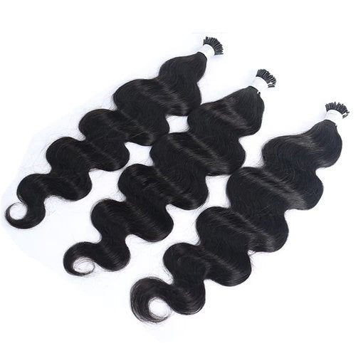 Beayhal I Tips Body Wave Microlink Human Hair Extensions Brazilian 100% Real Human Hair Bundles Itips Micro Beads Body Wave Bulks Pre Bonded Keratin Stick Tipped Hair Extensions 100 Strands 100g 14"