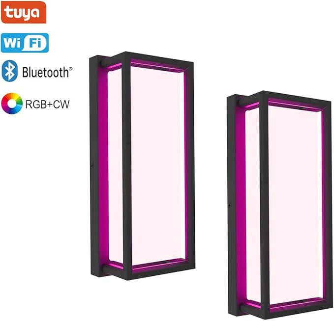 Smart Outdoor Lights Color Changing 2 Pack, RGB+2700K-6500K Outdoor Wall Sconce Aluminum Exterior Lighting Fixtures Waterproof Antirust, APP Control Up and Down Lights