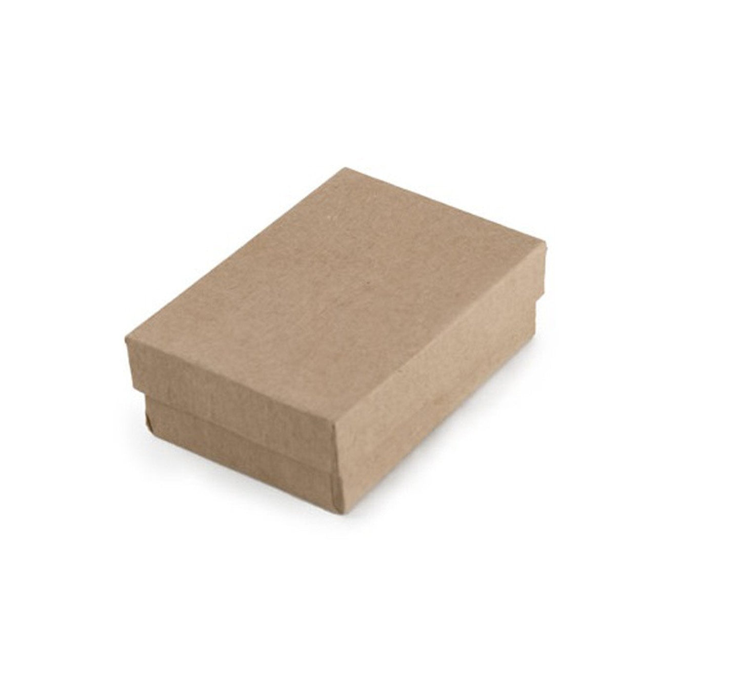 Lot of 25 pcs 3 1/4" x 2 1/4"" x 1"" Kraft Cotton Filled Jewelry Boxes"