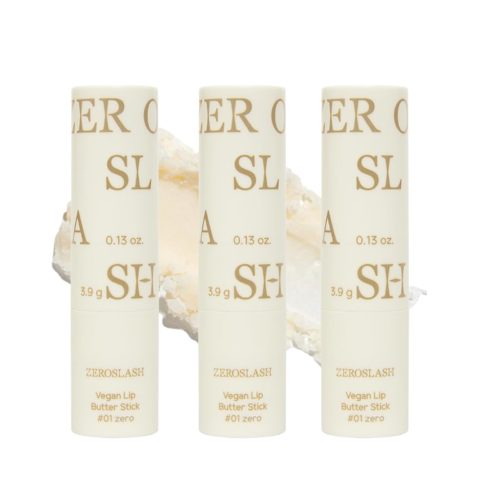 Zeroslash Vegan Lip Butter Stick with Shea Butter & Squalane 0.13oz â Hydrating Lip Balm for Dry, Chapped Lips | Plant-Based Lip Care with 6 Natural Oils | Overnight Lip Mask | Pack of 3