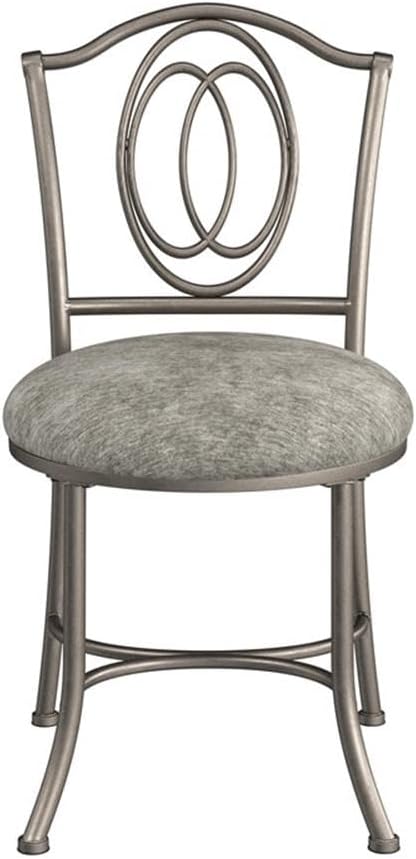 Hillsdale Emerson Metal Vanity Stool, Silver, 51053A
