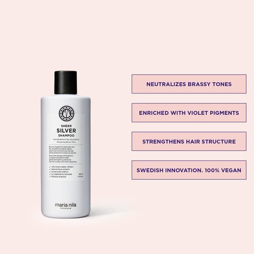 Maria Nila Sheer Silver, Shampoo & Conditioner, Neutralizes Golden Shades, Violet Pigments Gives Cool Tone, 100% Vegan & Sulfate/Paraben free