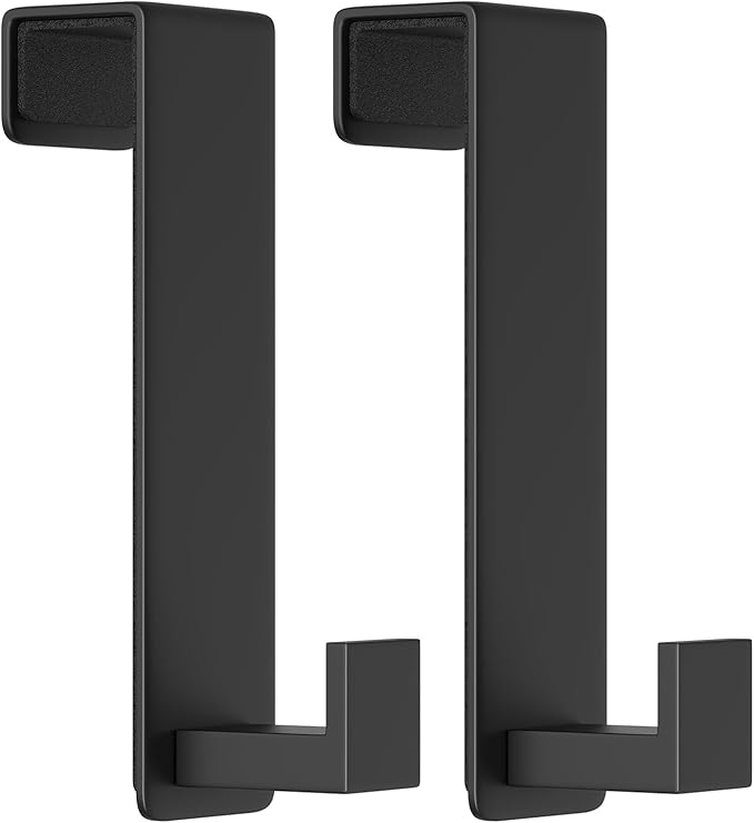 Over The Door Hooks, Door Hanger Hooks for Hanging Heavy Duty, Hat Organizer Coat Rack Towel Hooks for Bathroom, Door Rack for Bedroom Entryway Office (Black, 2 Pack, Fits 1-3/4" Thick Door)