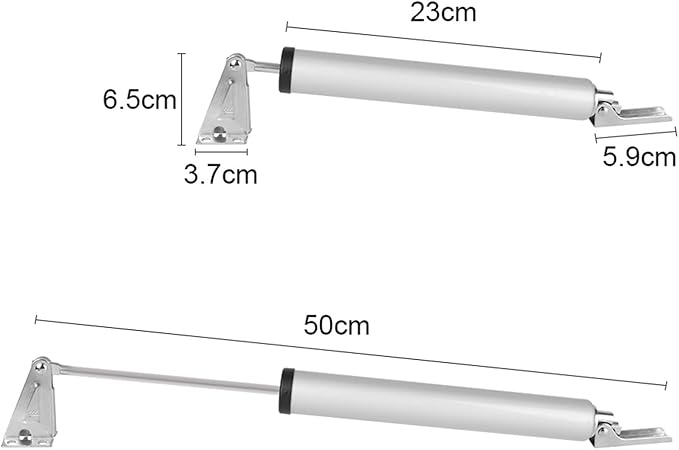 Automatic Door Closers, 25-45KG Gas Spring Automatic Door Closer Mute 90 Degrees Within The Positioning Stop Adjustable Buffer Force Soft Closing Device Door Opener(Type a Sand Silver)