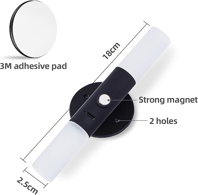 LED Motion Sensor Lights Battery Operated Wall Sconces Set of 2 Rechargeable Wireless Picture Art Light Magnetic 360° Rotation Corner Lamps for Hallway Gallery Stairway Vanity Living Room Bedroom