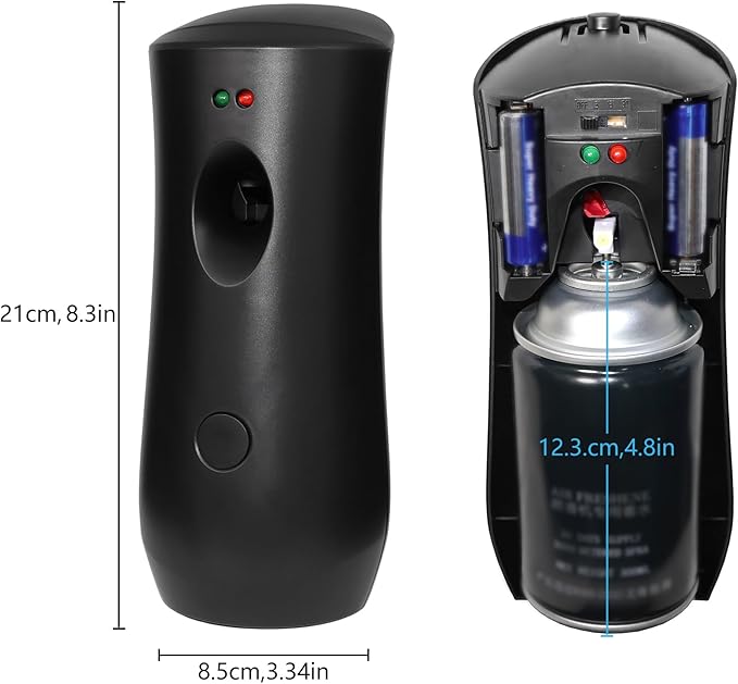 (4-Pack) Automatic Fragrance Dispenser,Automatic Air Freshener Spray Dispenser,Free Standing or Wall Mounted for Home, Indoor, Bathrooms, Offices, Hotels and Commercial Places (Black)