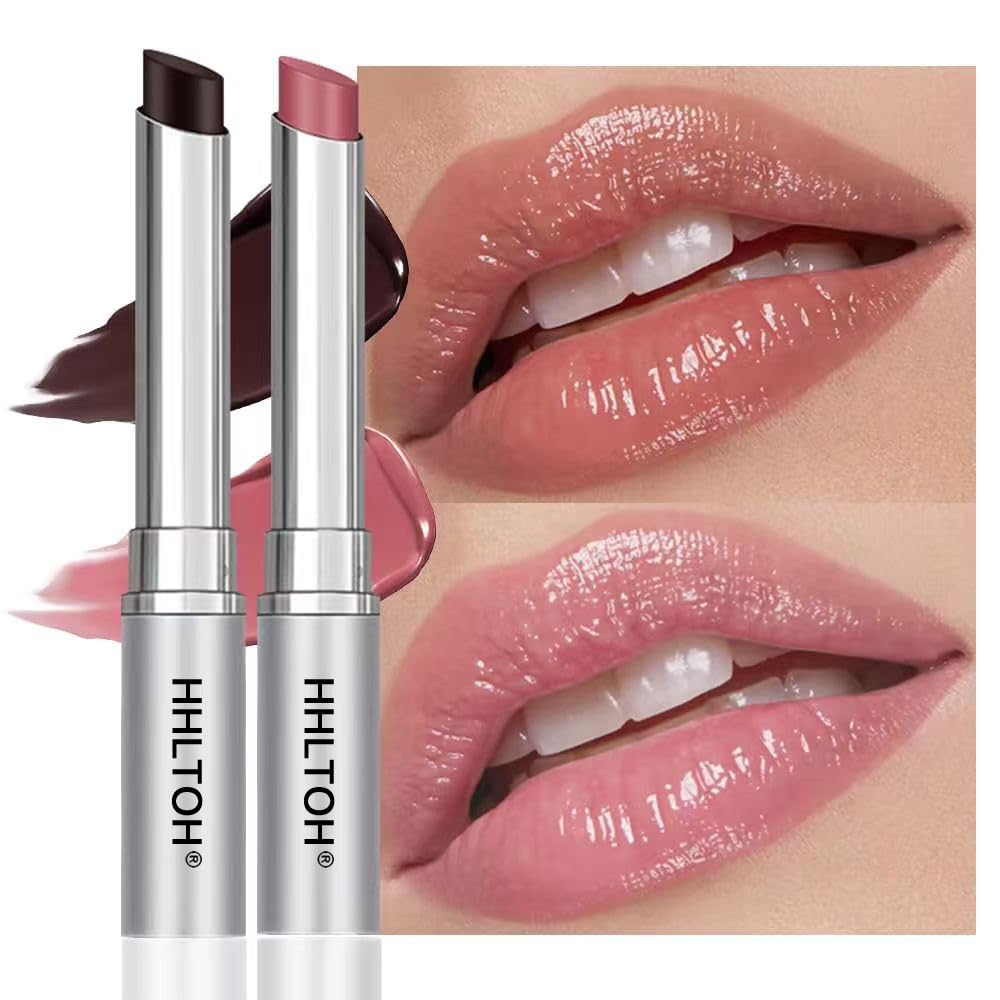 2PCS Honey Tinted Lips Balm Lipstick - Sheer Hydrating Lipstick for All Skin Tones - Moisturizing Lip Balm, Nourishing Lip Balm â Bálsamo Labial Hidratante con Color,Natural Cherry Black & Pink