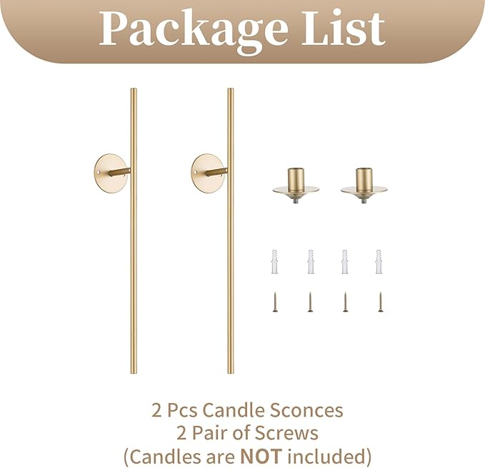 Sziqiqi Wall Candle Holder Gold: Candle Sconces Wall Decor Set of 2 for Dining Room Wall Hanging Candle Sticks Holder for Living Room Fireplace