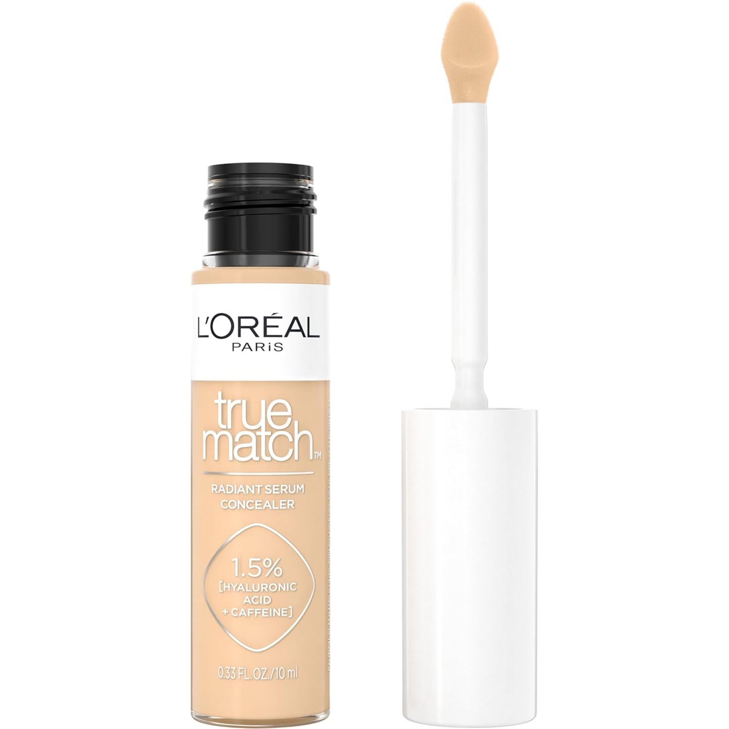 LâOréal Paris True Match Radiant Serum Concealer, Brightening Under Eye Concealer Make Up with 1.5% Hyaluronic Acid and Caffeine, W4, 0.33 Oz