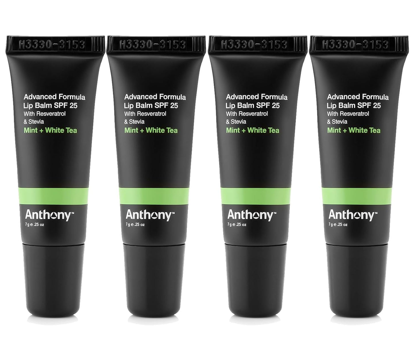 Anthony 25 SPF Lip Balm with Sunscreen for Lips â Contains Green Tea Extract, Shea Butter & Vitamin E â Moisturizing Repair Care Treatment for Chapped & Dry Lips 4-Pack