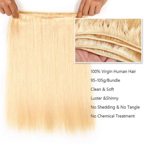 #613 Honey Blonde Bundles Human Hair Blonde Straight Bundles 28 30 32 Inch Unprocessed Brazilian Virgin Hair 3 Bundle 50 Gram Per Bundle Deals Quick Weave Hair For Woman
