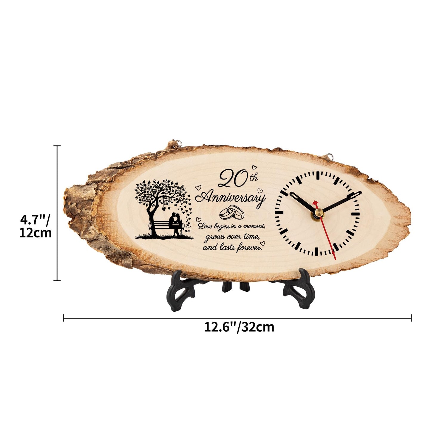 BeauGift 20th Anniversary Wood Gifts for Couple Husband Wife, 20th Wedding Anniversary Keepsake Gifts for Him Her, 20 Year Anniversary Marriage Gift Ideas Wooden Clock