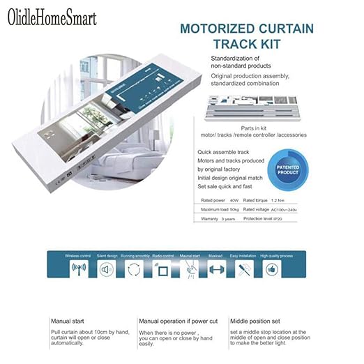 DIY WiFi Smart Automatic Curtain Motor Track System, Automatic Curtain Motor, Blinds Tracks, Length can be Customized (White, 2.2m)