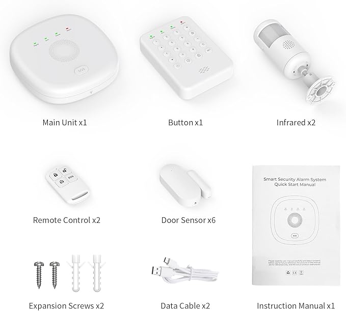 PGST Home Security Systems 12-Piece Kit (Newest Model),WiFi+GSM/4G with Mobile App Control and Alerts Wireless Smart Home or Business Security System,No Monthly Fees,Works with Alexa, Smart Life/Tuya