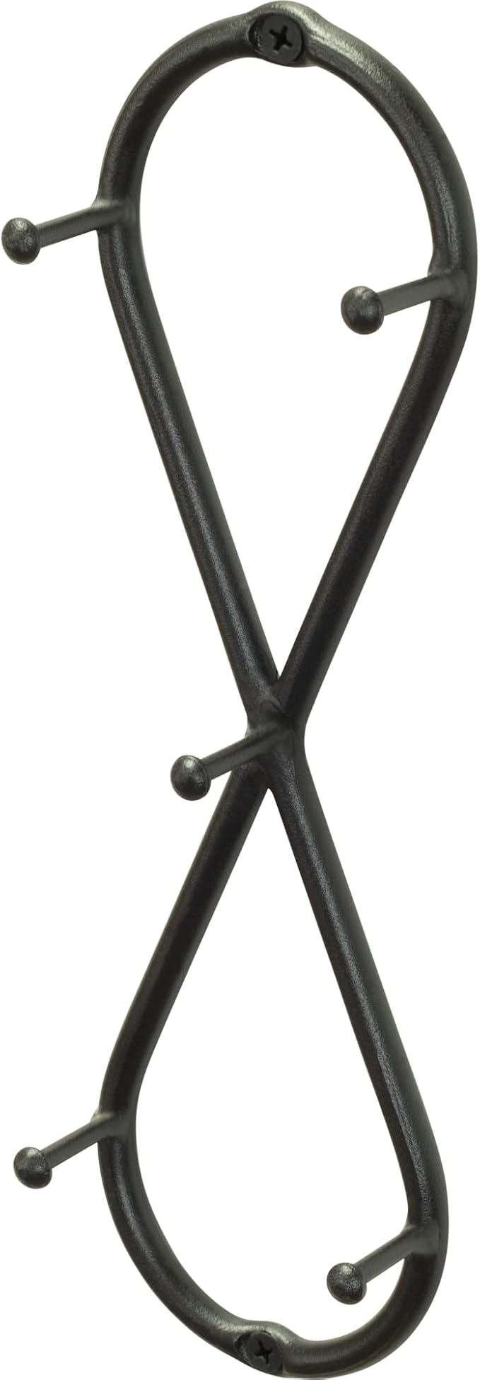 RTZEN Farmhouse Small Key Holder for Wall - Handcrafted Swirl Decorative 5 Key Hooks for Home Entryway - Wrought Iron Wall Mount Rack Purse Coat and Leash Holder or Organizer (Infinity Black)