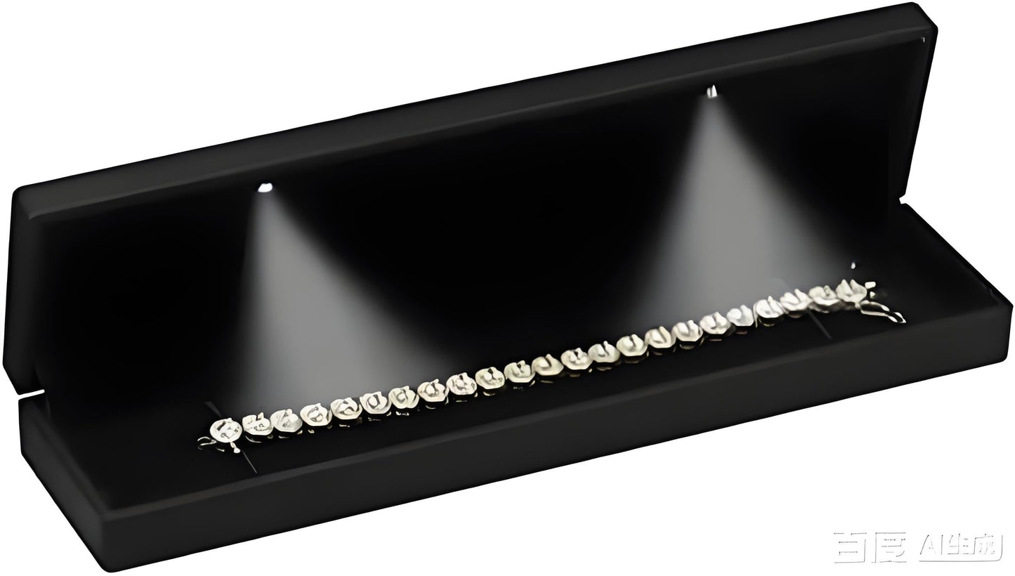 Three LED Light Black Bracelet Box Luxury LED with Light Bracelet Necklace Chain Jewelry Gift Box with 2 Lights for Women for Men