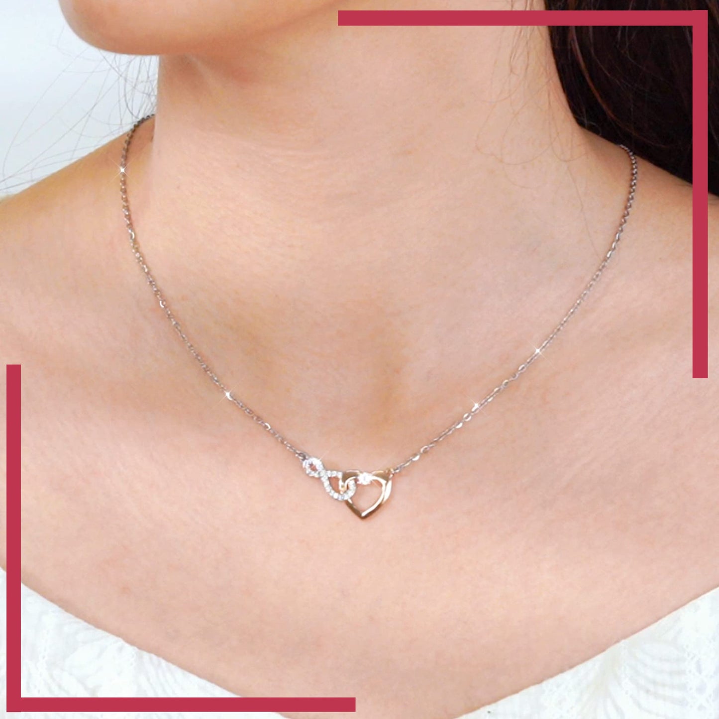 Shonyin Valentines Day Gifts for Girlfriend Infinity Heart Necklace for Girlfriend Women Her Cubic Zirconia Jewelry Birthday Christmas Valentines Day Gift