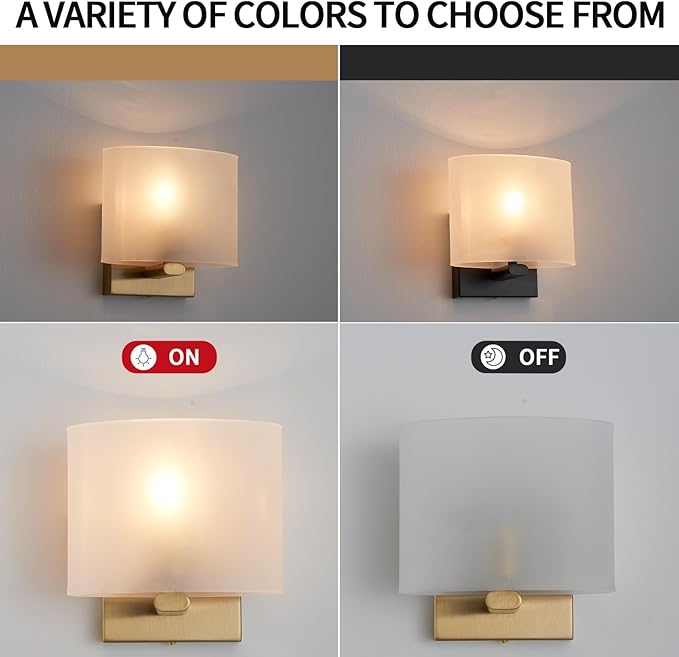 Hardwired Wall Sconces Set of 2, Modern Acrylic Shade Wall Light Fixture, Gold Walls Mounted Lamp with Ceramic Lamp Holder, Classic E26 Bulb Walls Lighting for Bedroom, Hallway 【No Bulb Included】