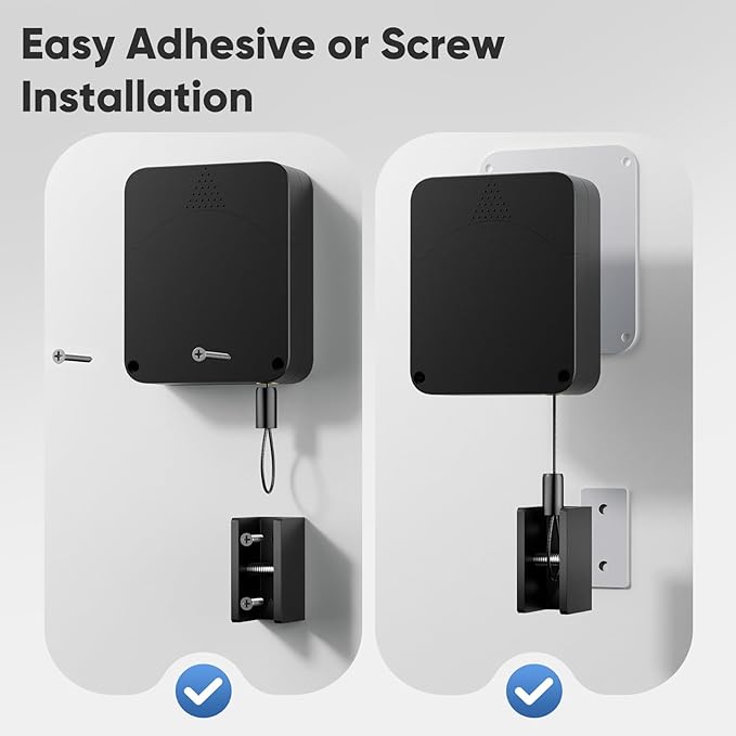 LAKIRA Retractable Automatic Door Closer with Anti-Slam Function - No-Screw Install for Standard, Screen & Sliding Doors - S304 Steel Cable with Powerful 3.5lb Closing Force (2 Pack Black)
