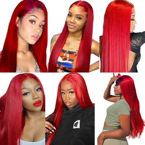 Condescension Brazilian Red Human Hair Bundles 16 18 20 Inch Straight 3 Bundles Human Hair 100% Unprocessed Remy Brazilian Virgin Weave Hair Red for Women