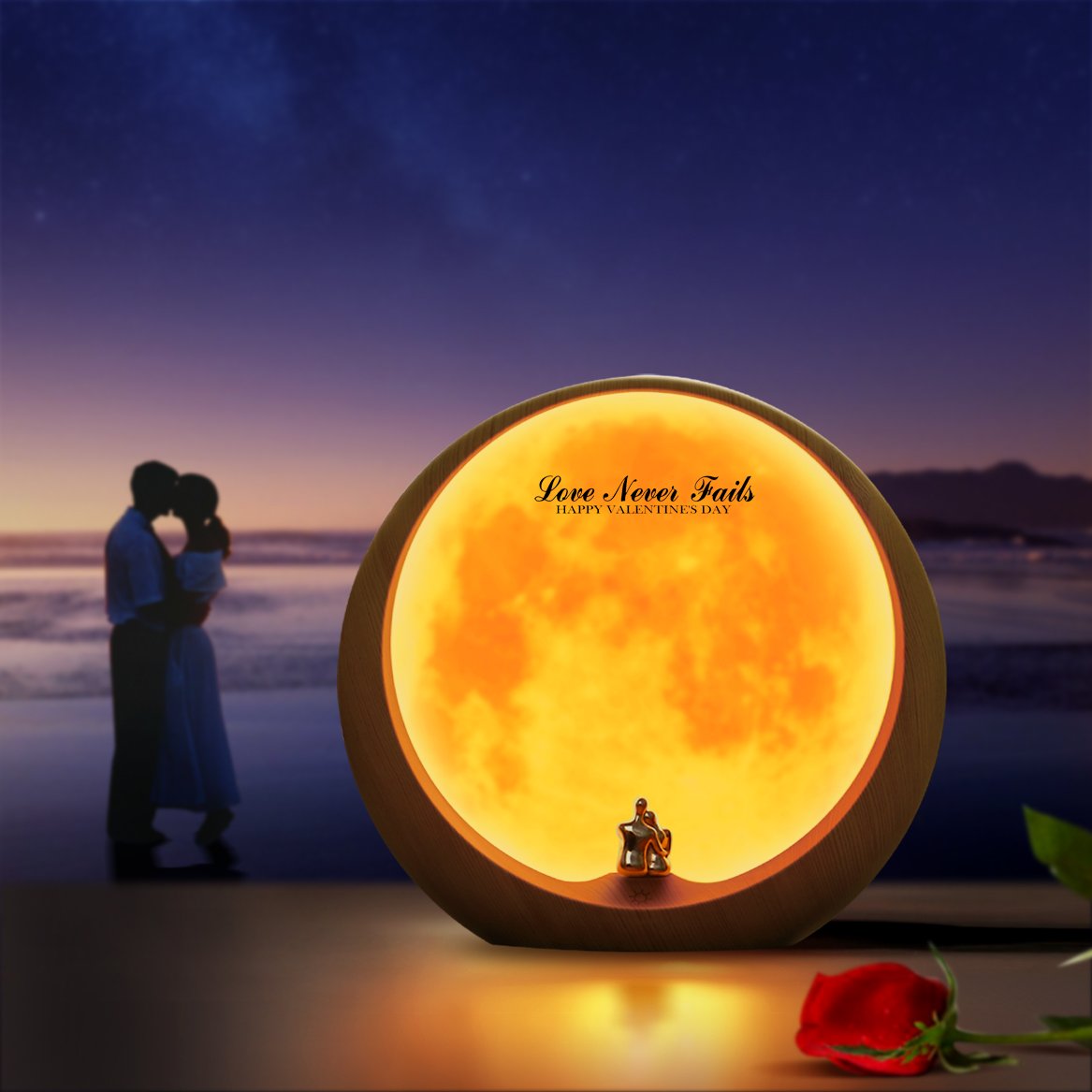 mamre Moon Ambient Light DIY Anniversary Wedding Valentines Day Gift Ideas Art Décor, Love Beneath The Red Moon