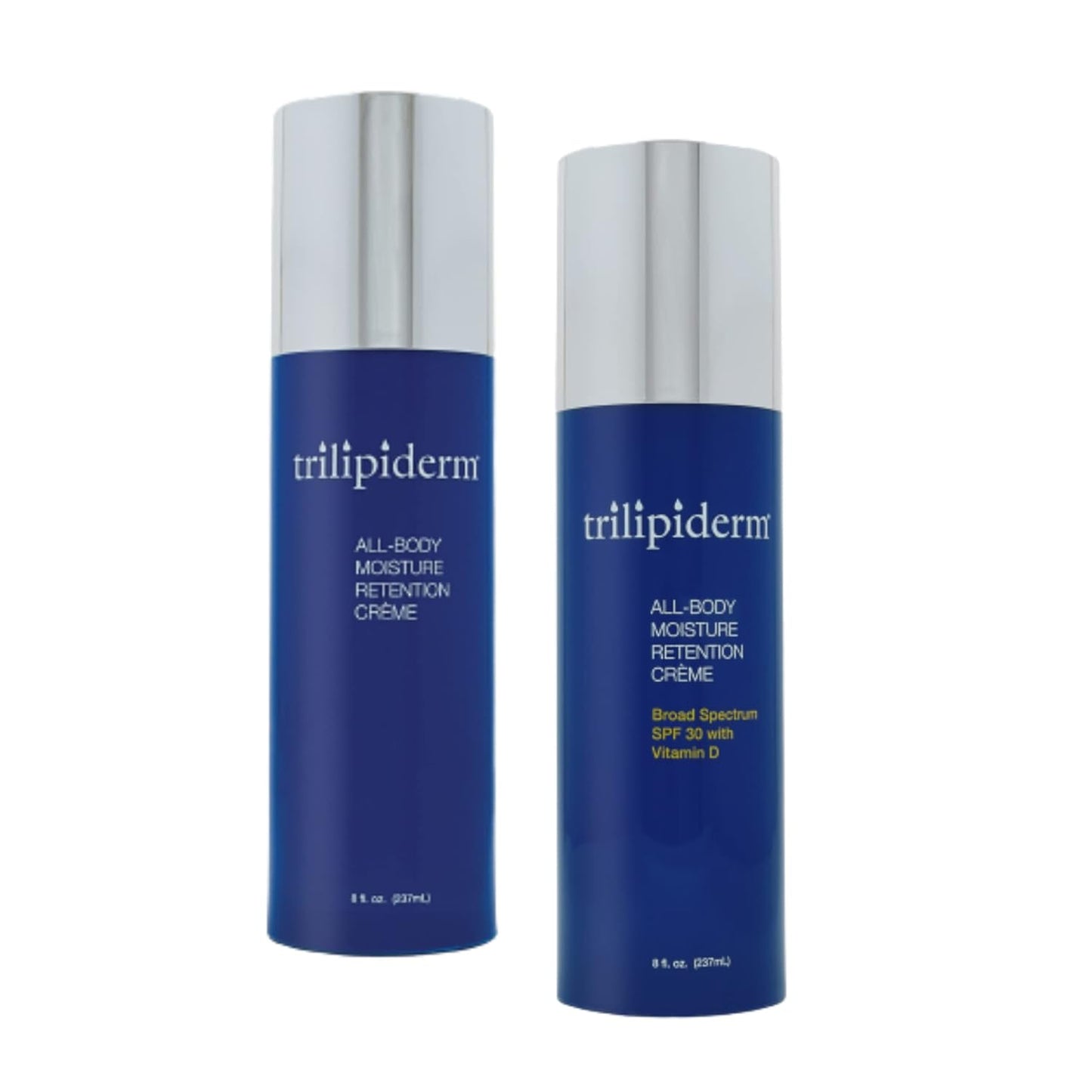 Trilipiderm Weekender Bundle â All-Body Moisture Retention Crème Broad Spectrum SPF 30 with Vitamin D and All-Body Moisture Retention Crème, 8 Ounce Airless Pump Bottles