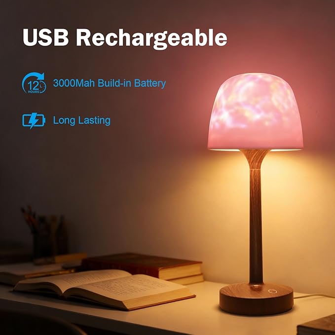 Waterproof Shower Lamp Cordless, Rechargeable Shower Light with 16 Color Ocean Wave Lights Projector, Rechargeable Bathroom Lamp with Touch & Remote Control,Spa-Like Mood Light for Bathtub/Shower